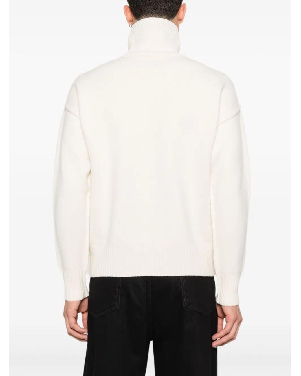AMI White Ami De Coeur Logo Turtle-Neck Sweater