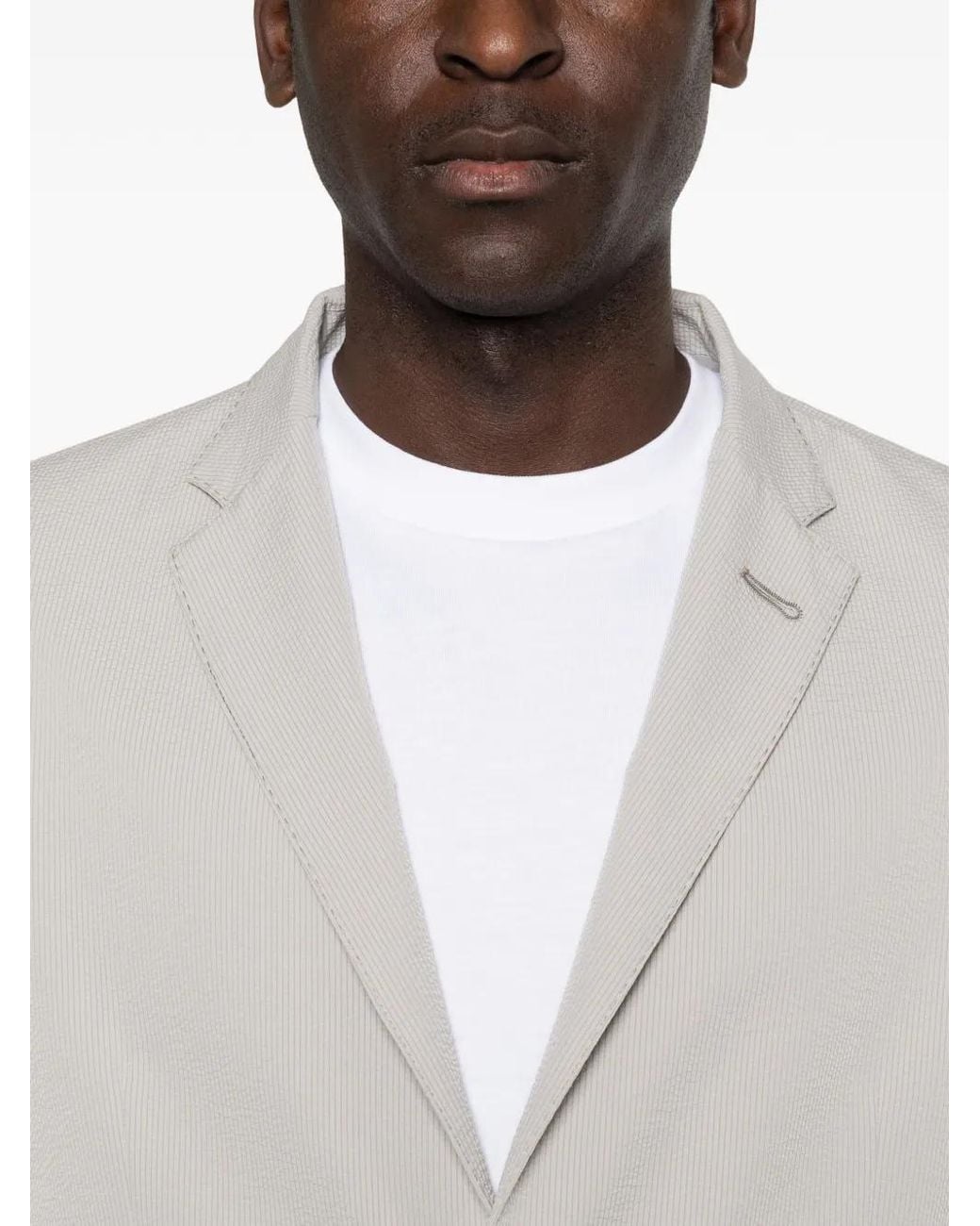 Herno White Buttoned Textured Blazer for men
