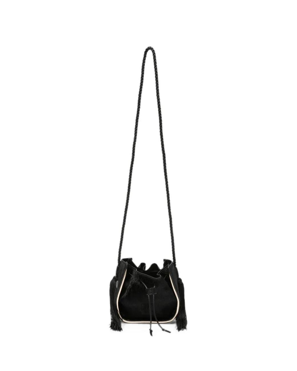 Forte_forte Black Sac Porté Épaule À Bride Tressée Et Détail De Pompon