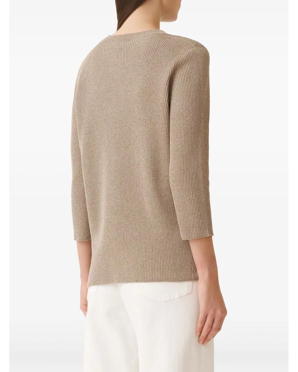 Fabiana Filippi Brown Cotton Blend Crewneck Sweater