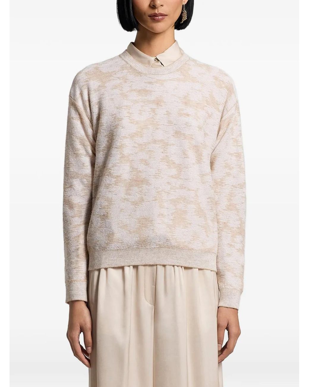 Peserico White Sequinned Patterned Sweater