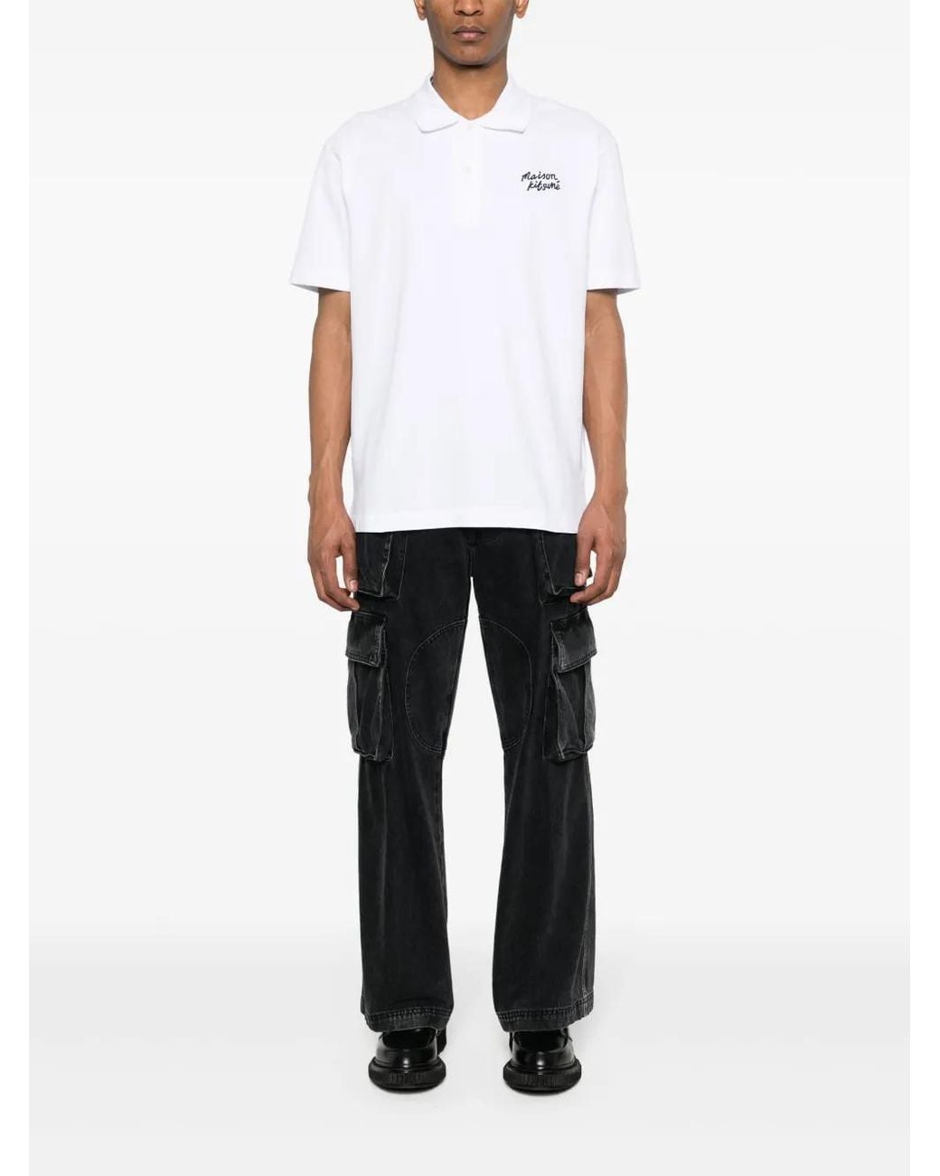 Maison Kitsuné White Printed Polo for men