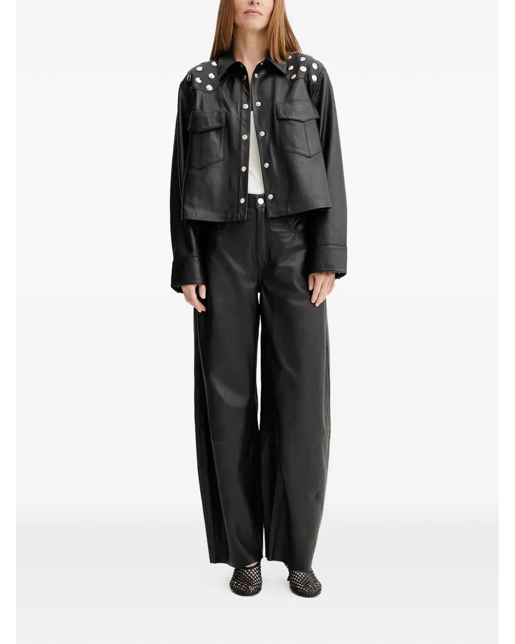Gestuz Black Studded-Embellished Cropped Jacket