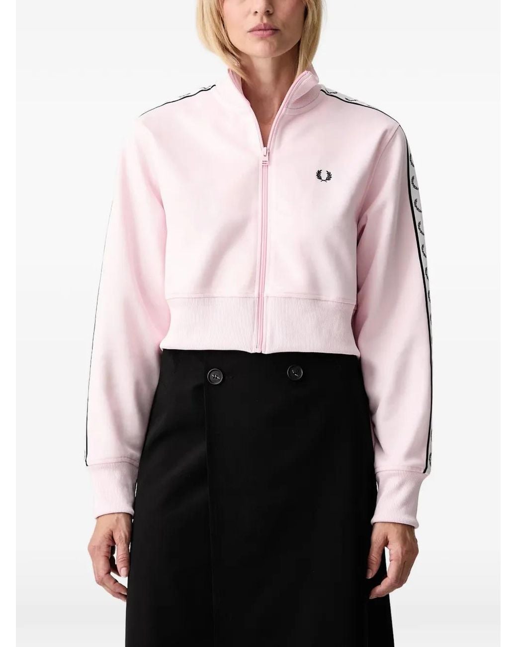 Fred Perry White Logo-Embroidered Zip-Up Sweatshirt