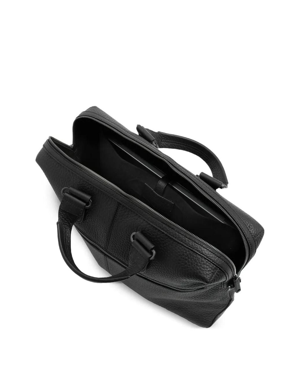 The Bridge Black Manfredi Grained Leather Briefcase for men