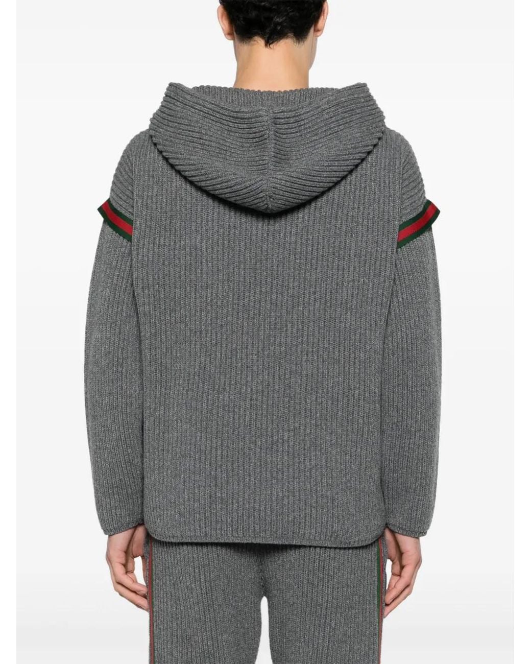 Gucci Gray Oversize Wool Cashmere Sweater With Hood for men