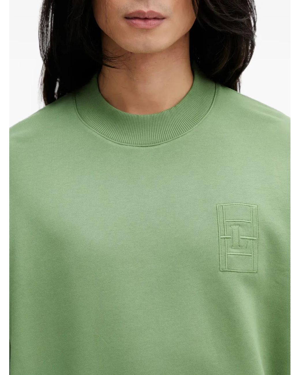 Lacoste Green Embroidered Fleece Sweatshirt for men