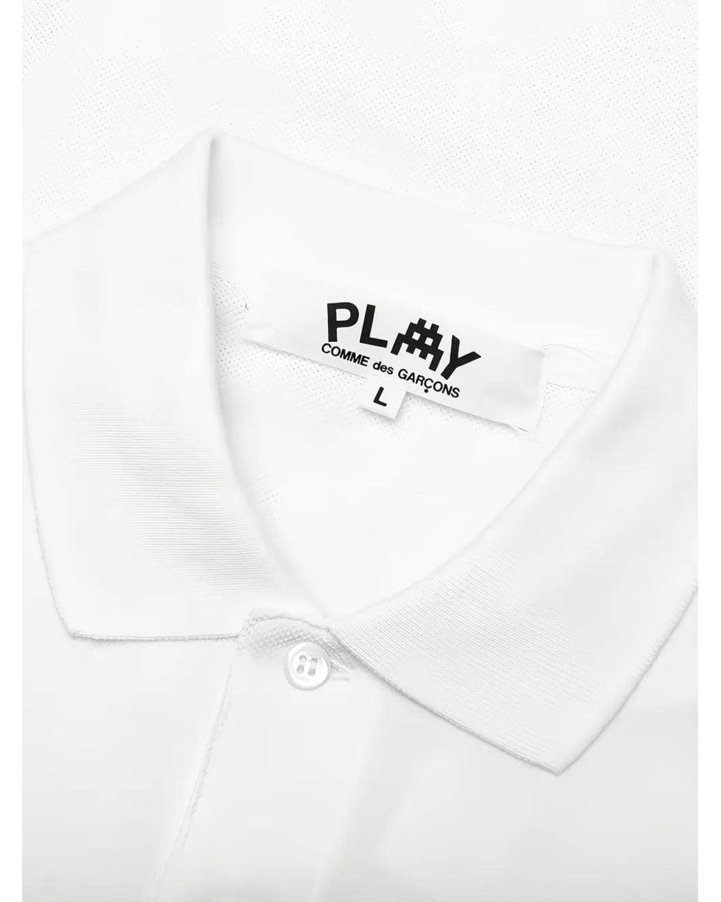 COMME DES GARÇONS PLAY White X Invader Pixel-Heart Embroidered Polo Shirt for men