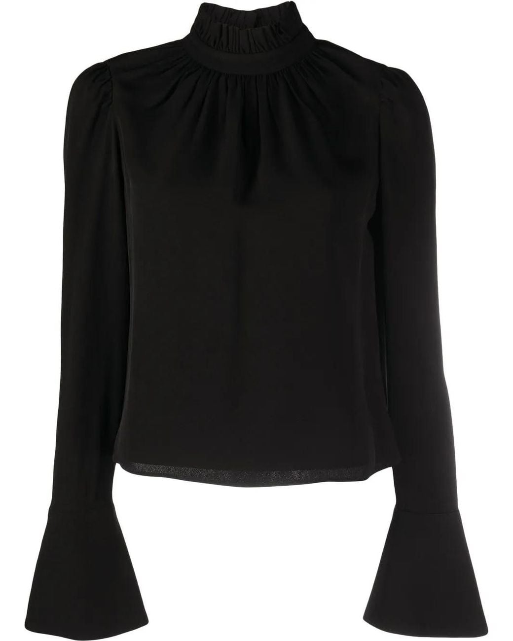 Rabanne Black Ruched Long-Sleeve Top
