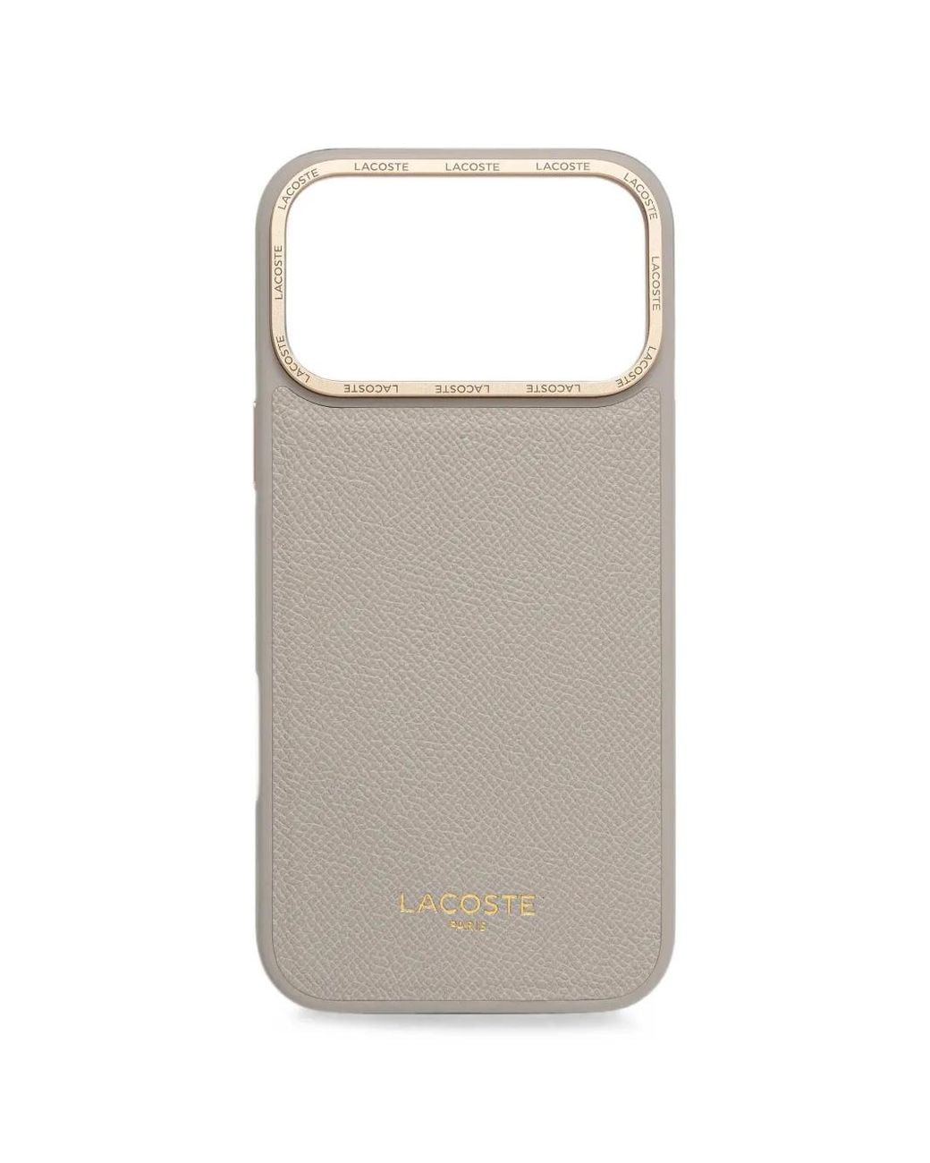 Lacoste Gray Logo-Engraved Pebbled-Effect Iphone Case