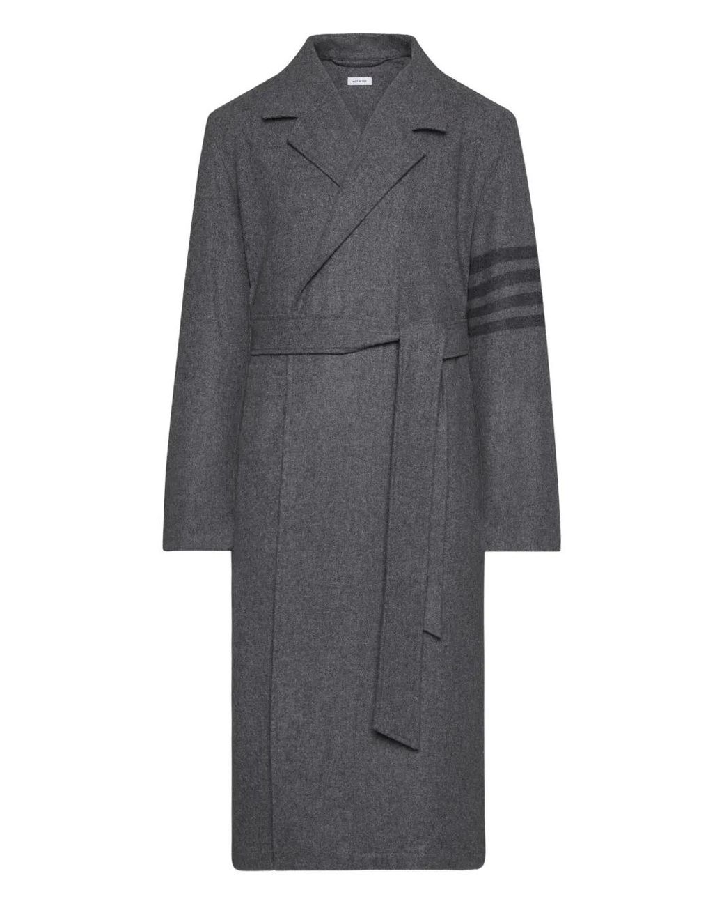 Thom Browne Gray Manteau À Détail 4 Bandes Signature