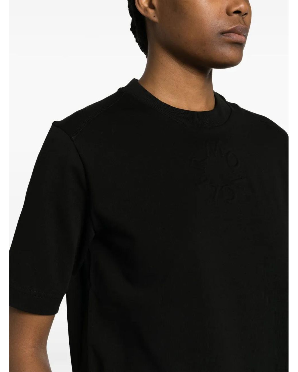 Moncler Black Embossed-Logo Cotton T-Shirt