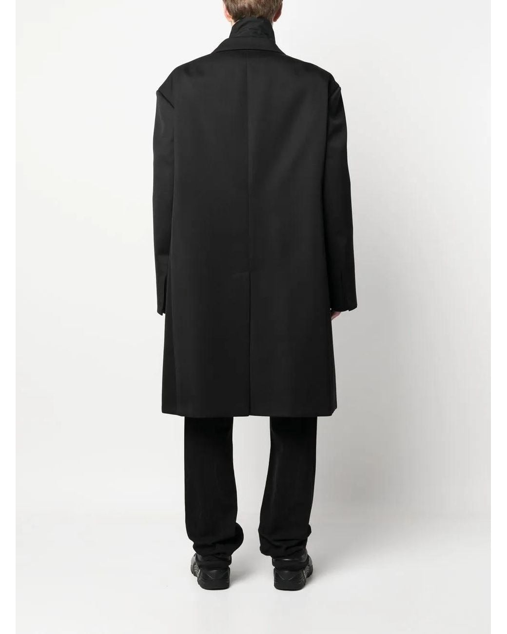 424 Black Double-Breasted Oversize Coat for men