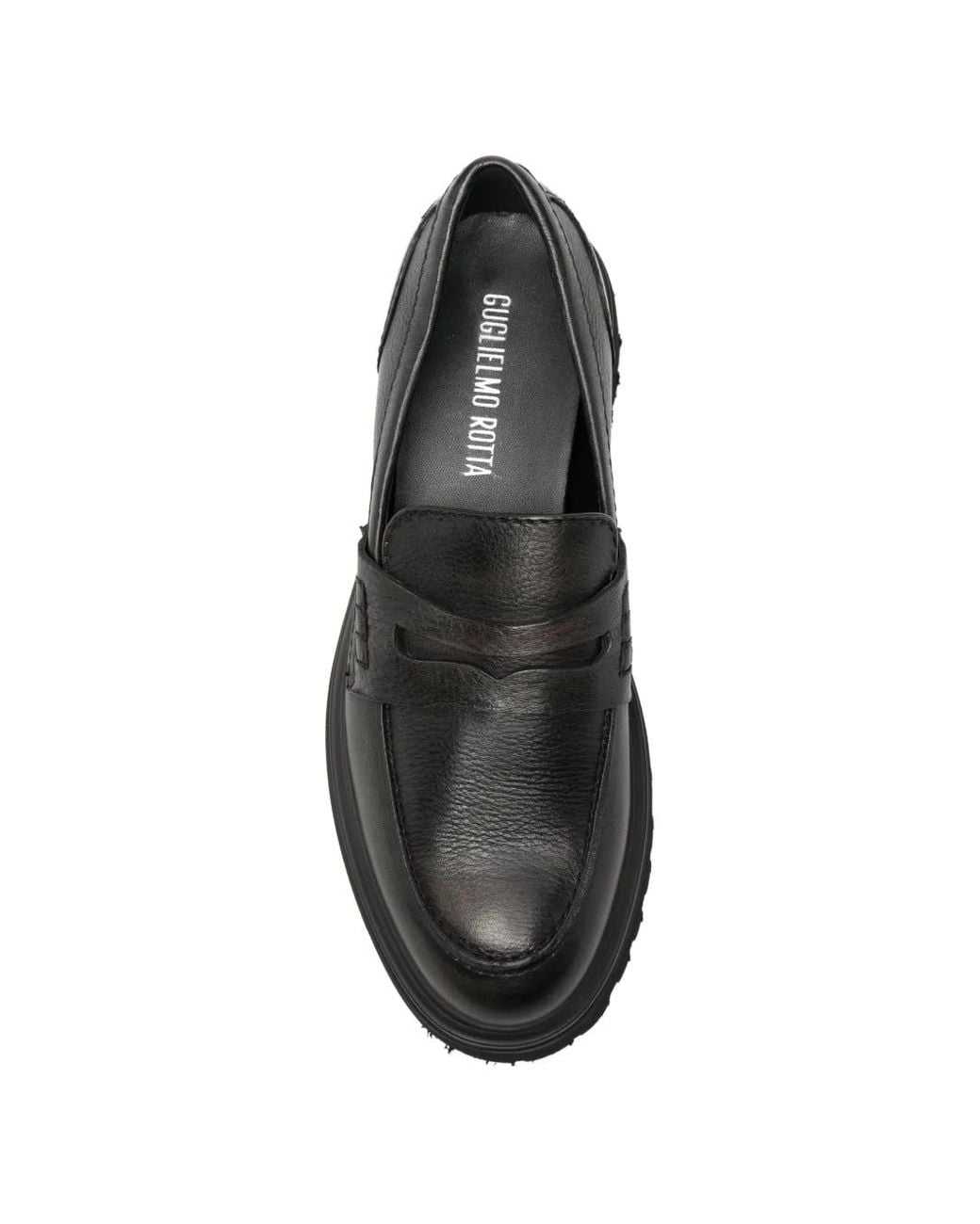 Guglielmo Rotta Black Chunky-Sole Leather Loafers