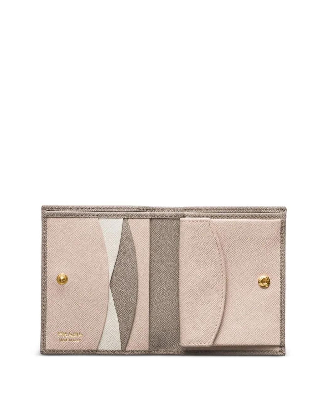 Prada Gray Small Metal-Lettering Leather Wallet