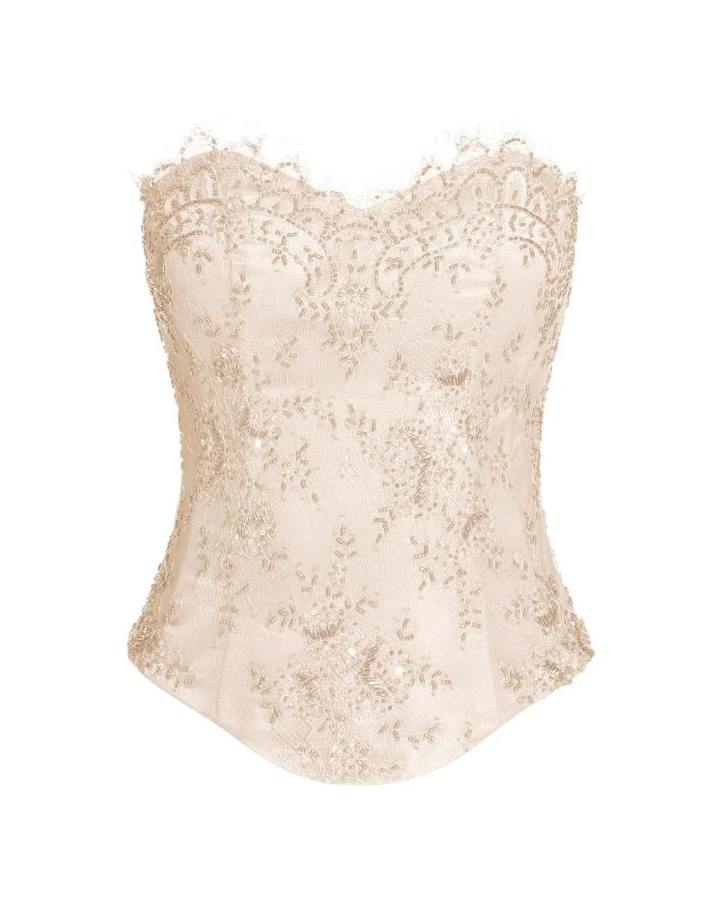 ALEXIA & ANTONIA Natural Embellished Lace Corset