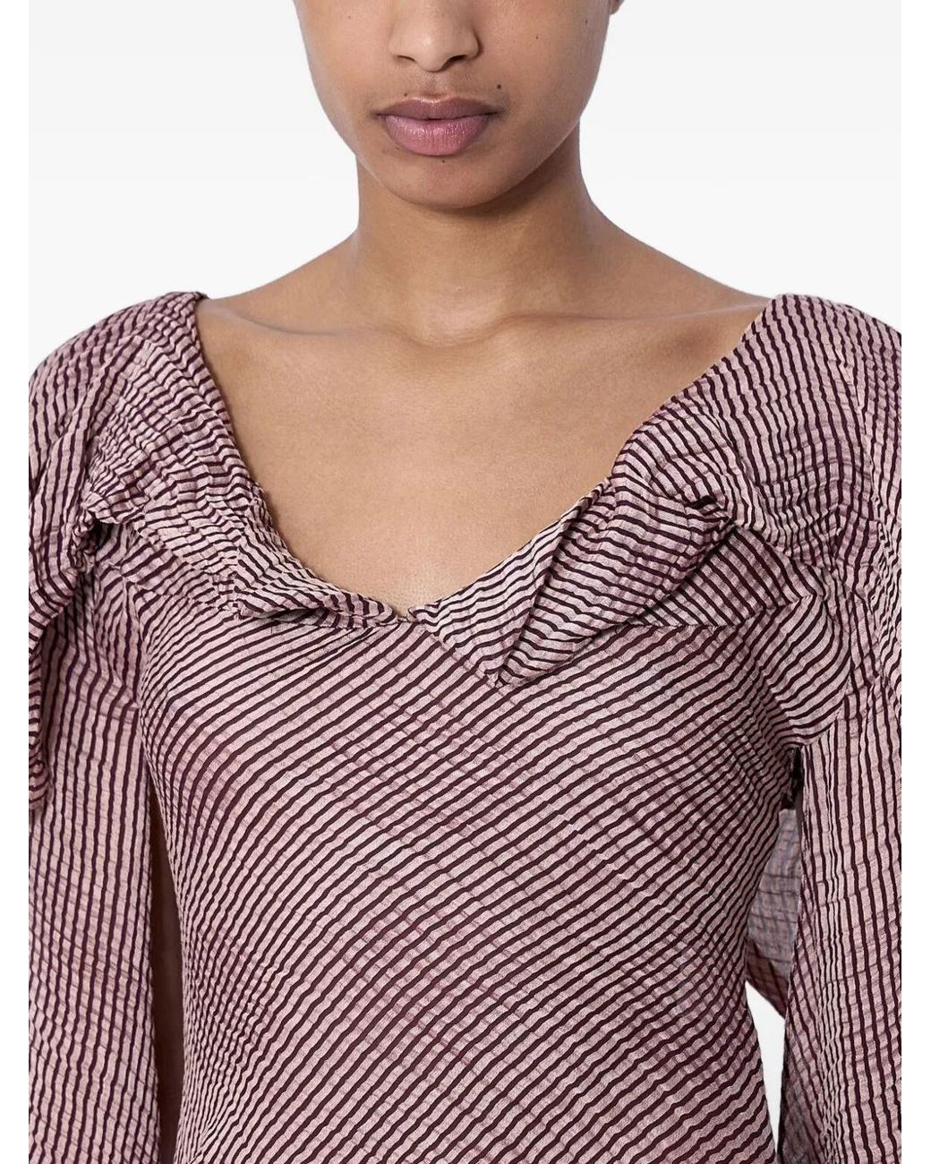 Kiko Kostadinov Gray Plexus Ruffled-Draped Blouse