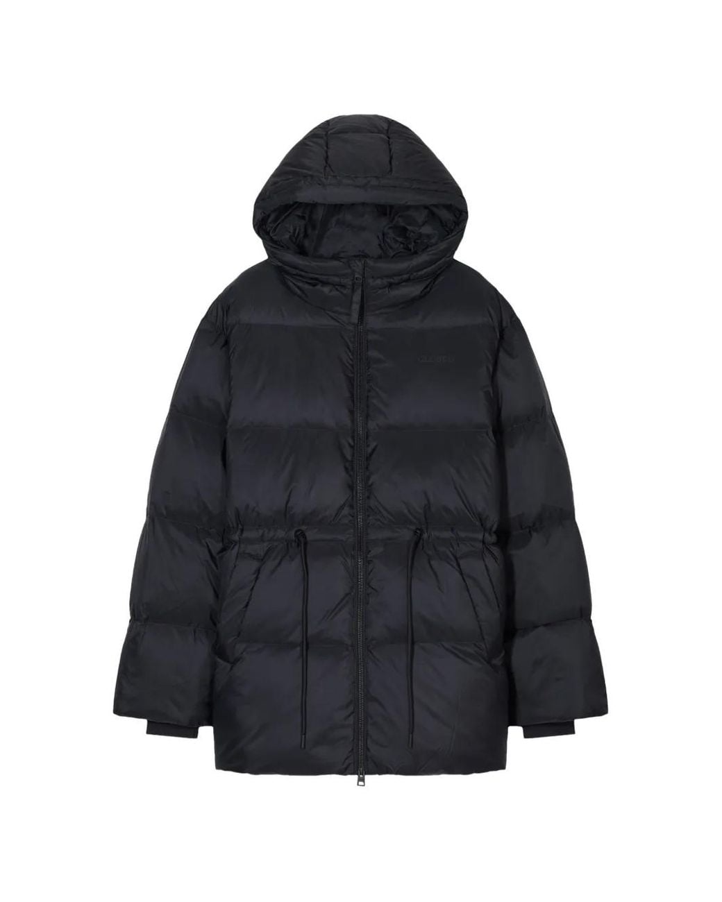 Closed Blue Drawstring-Waist Hooded Puffer Jacket