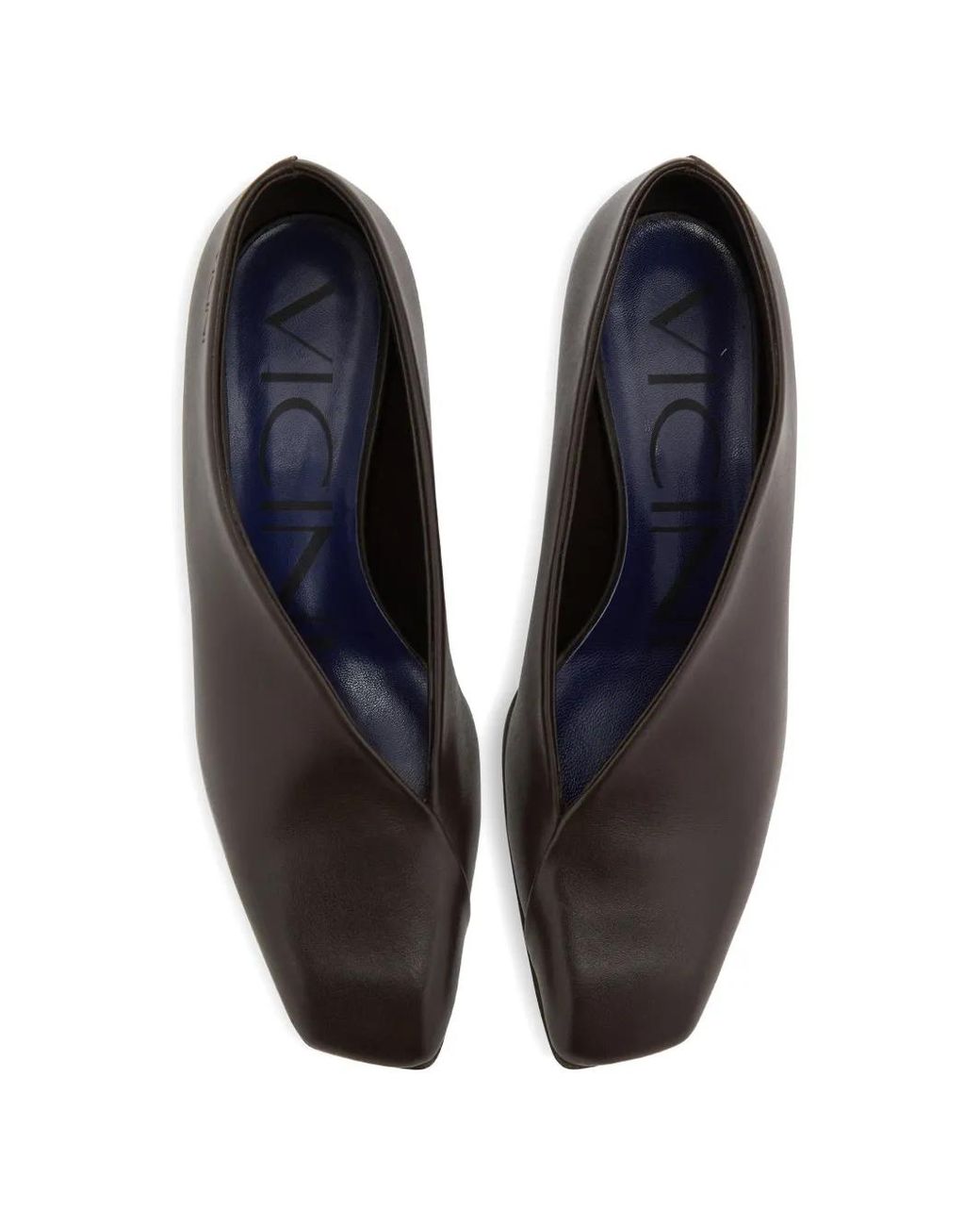 Vicini Brown Asymmetrical-Cutout Square Pumps