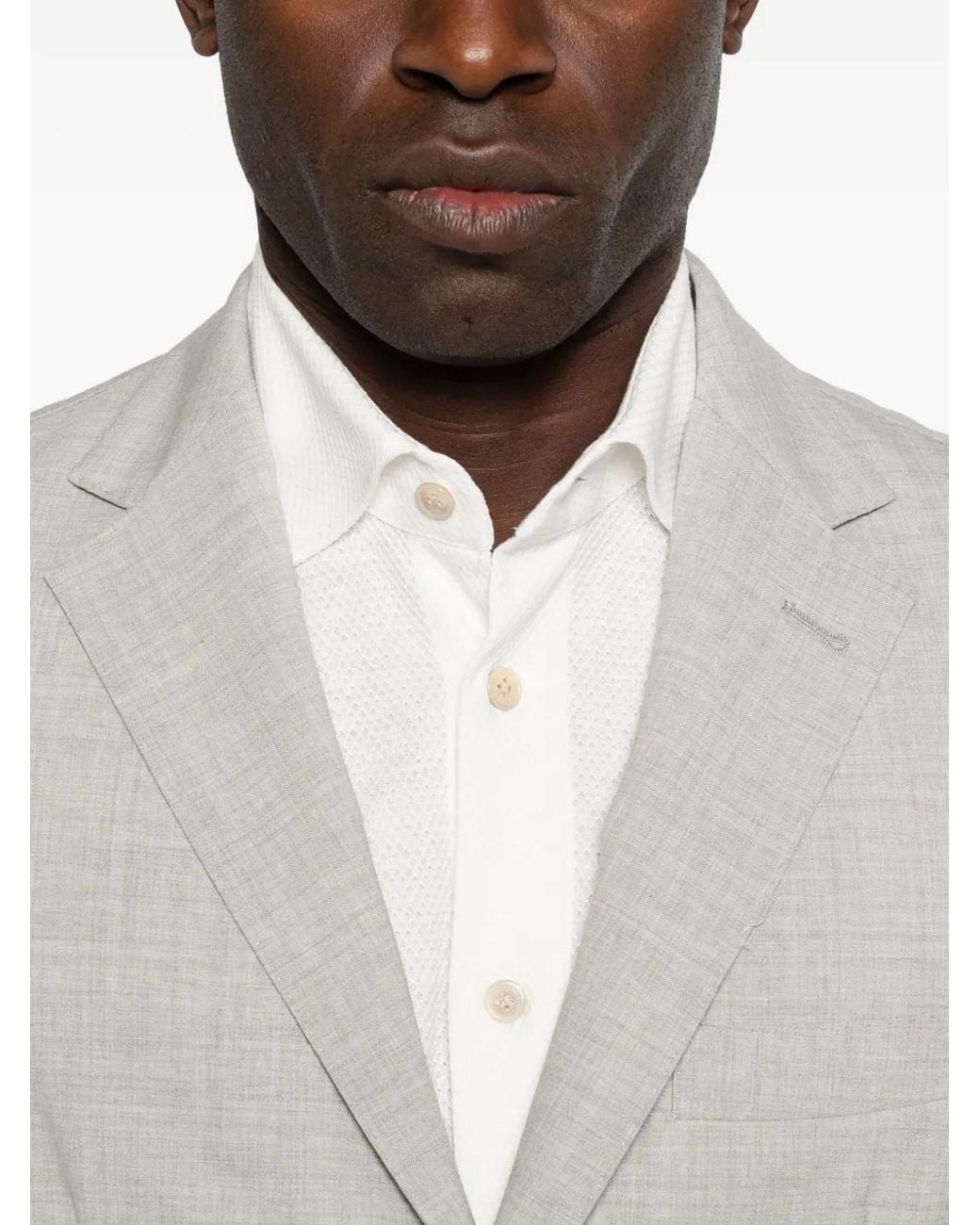 Eleventy White Textured Buttoned Shirt for men