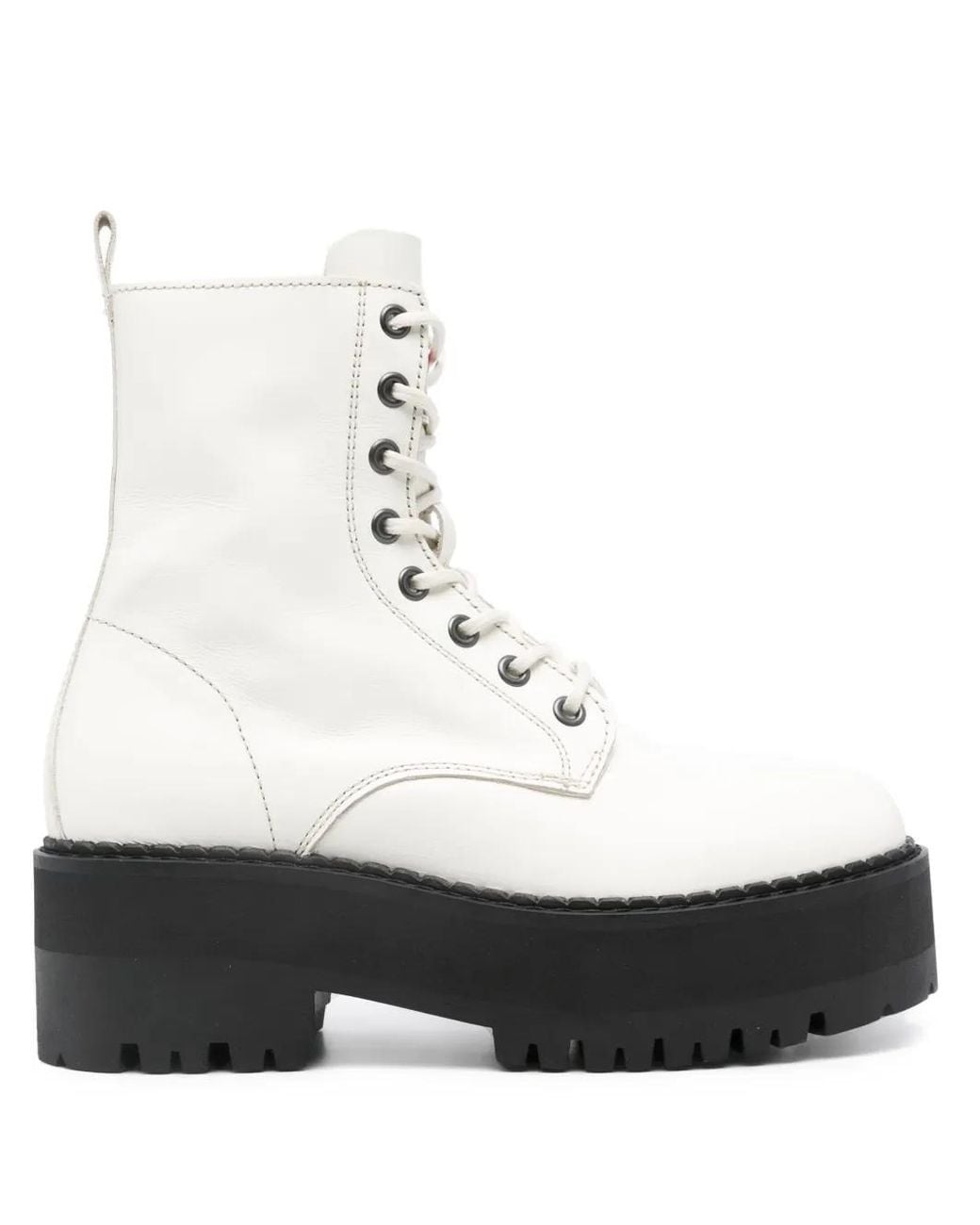 Tommy Hilfiger White 60Mm Zip-Up Leather Ankle Boots