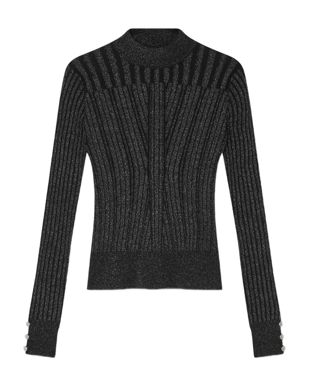 Versace Black Lurex-Blend Ribbed Knit Top