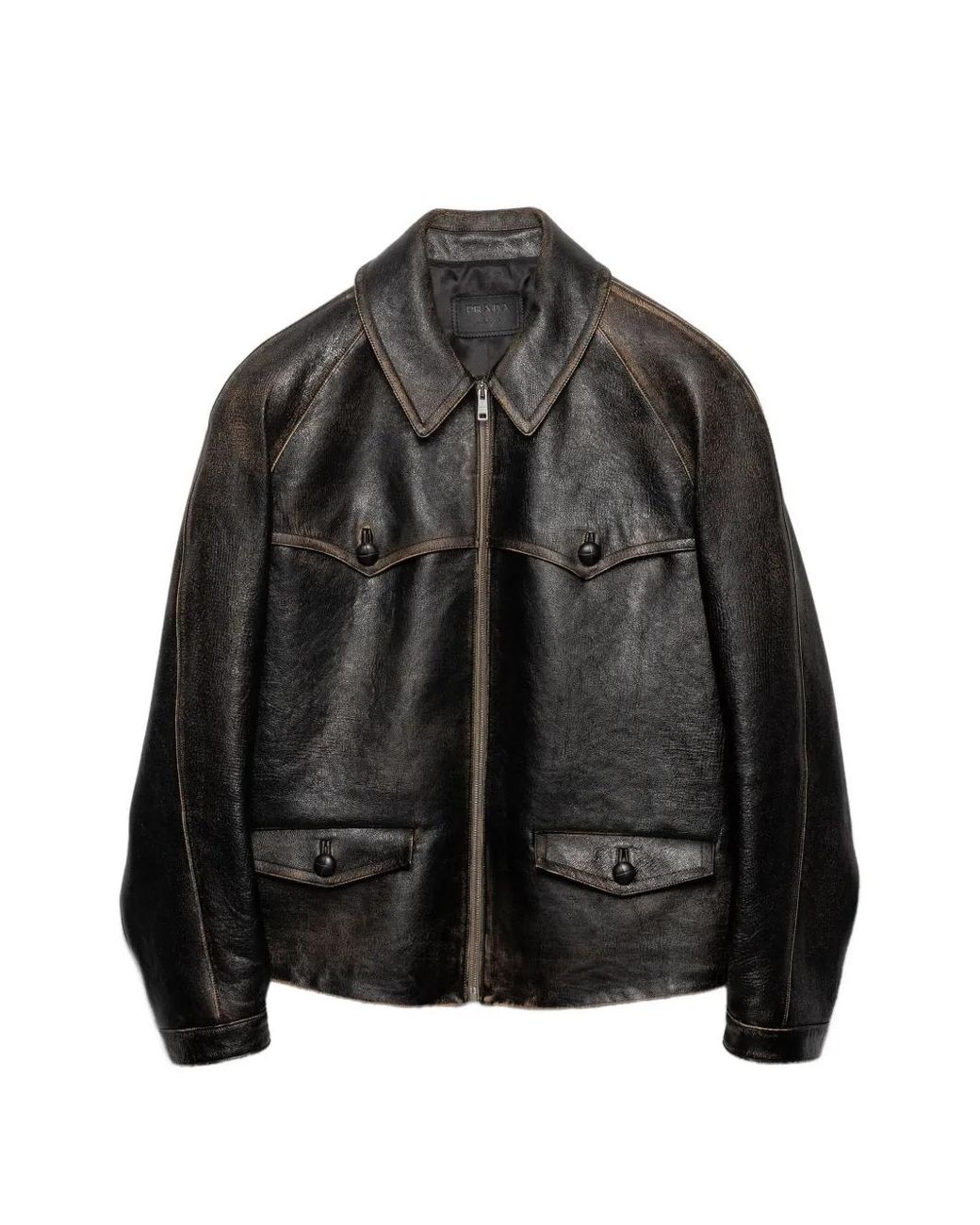 Prada Leren Jack in het Black