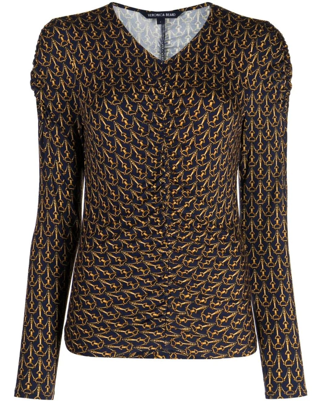 Veronica Beard Brown Neeta Monogram Top