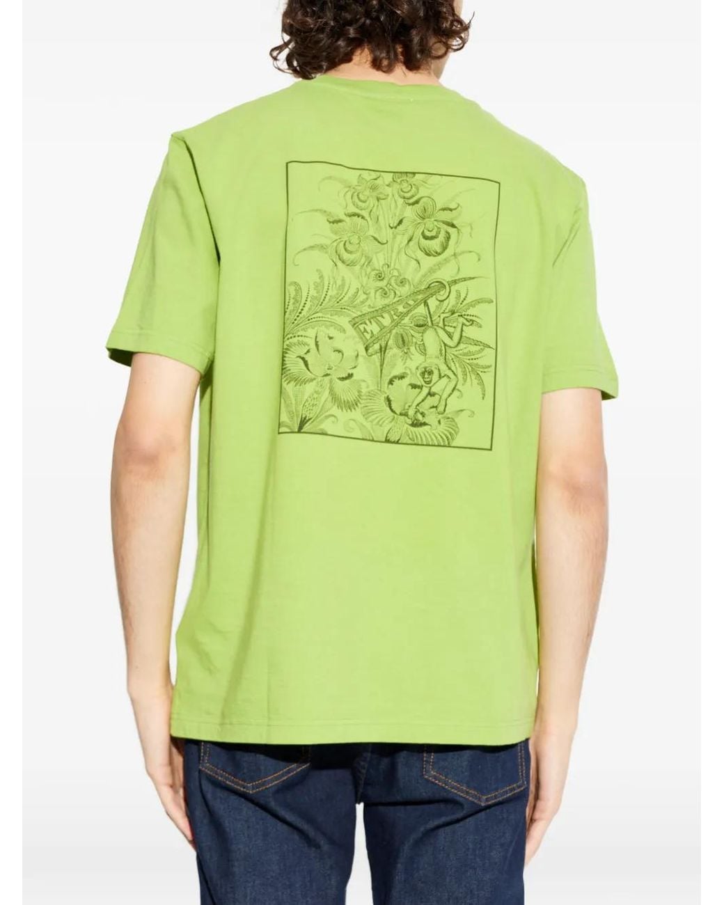 Etro Green Graphic-Print T-Shirt for men