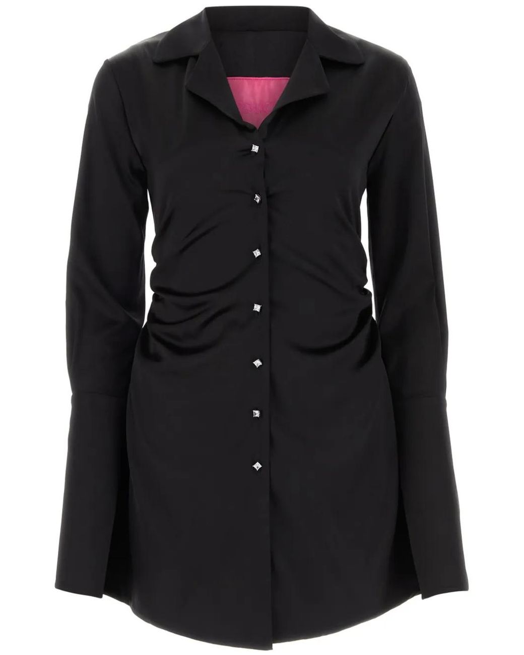 VERGUENZA Black Draped-Detail Mini Dress