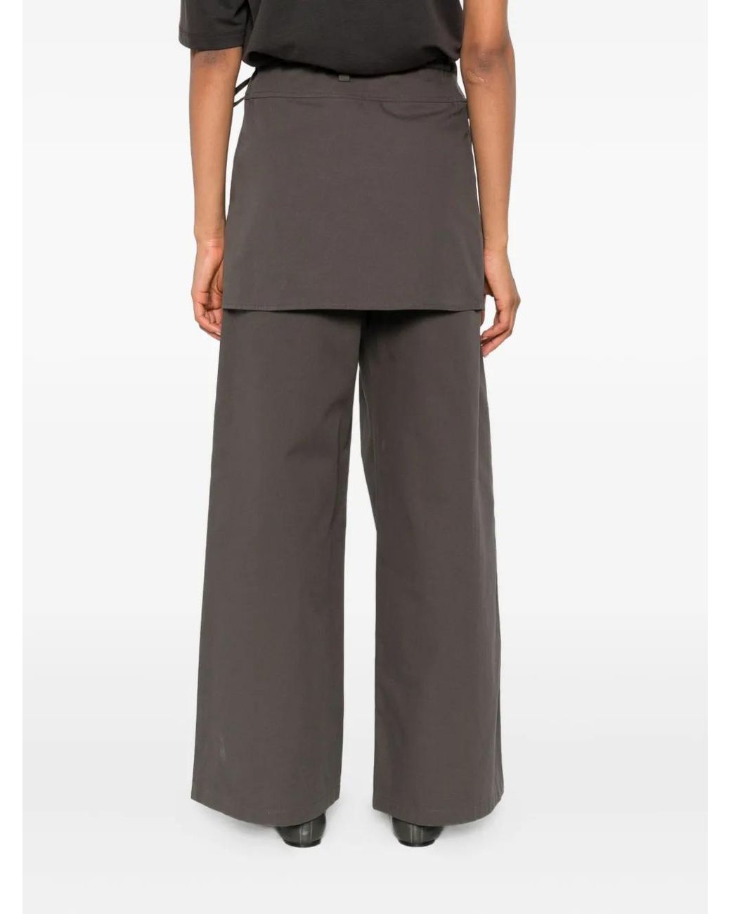 ELEH Gray Wrap-Effect Layered Trousers