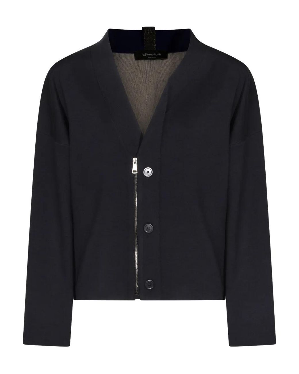 Fabiana Filippi Black Zip-Up Buttoned Cardigan