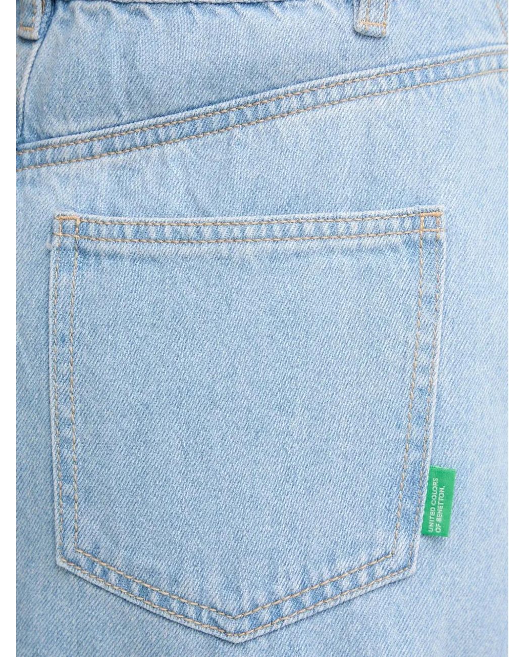 Benetton Blue A-Line Midi Skirt