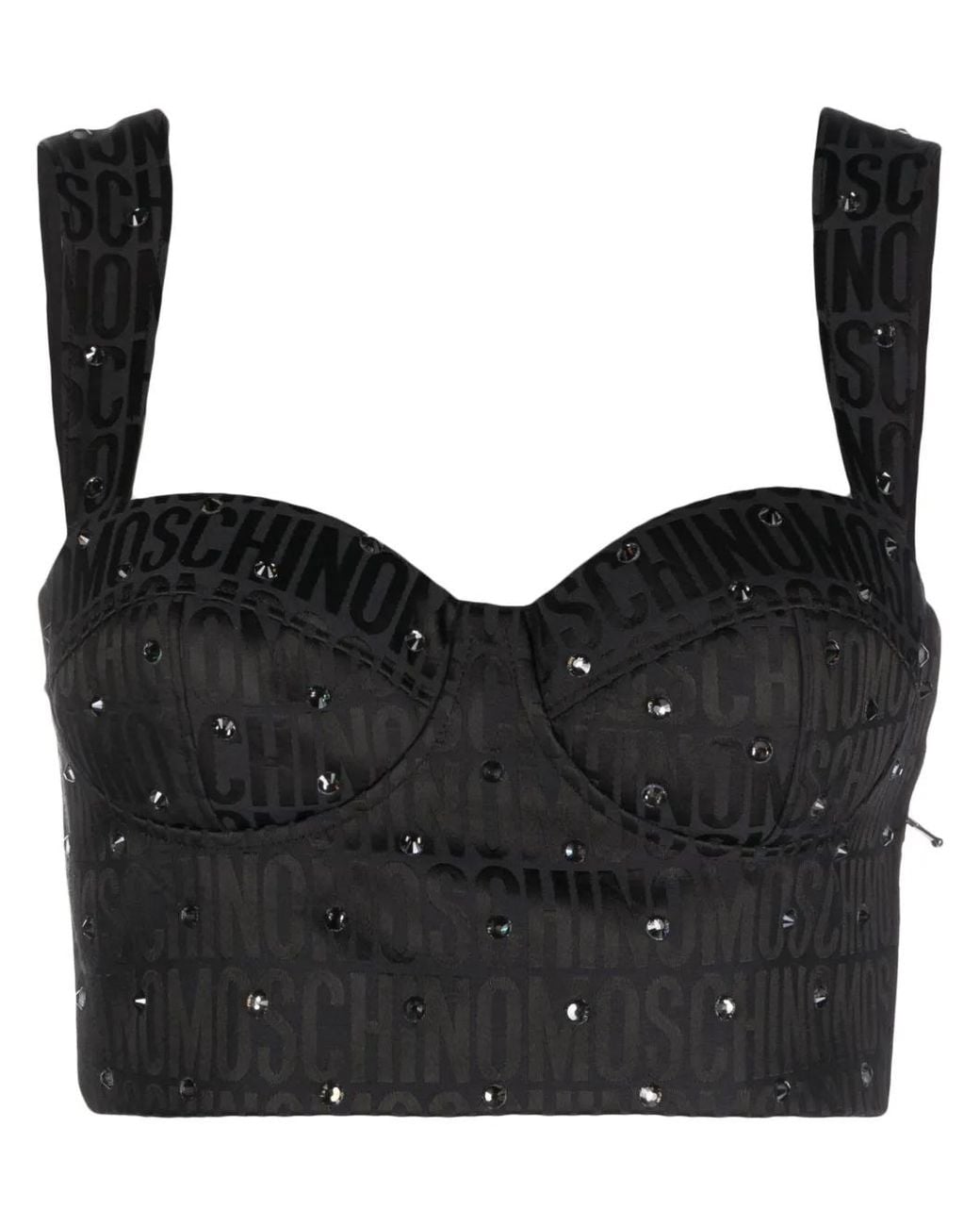 Moschino Black Crystal-Embellished Corset Top