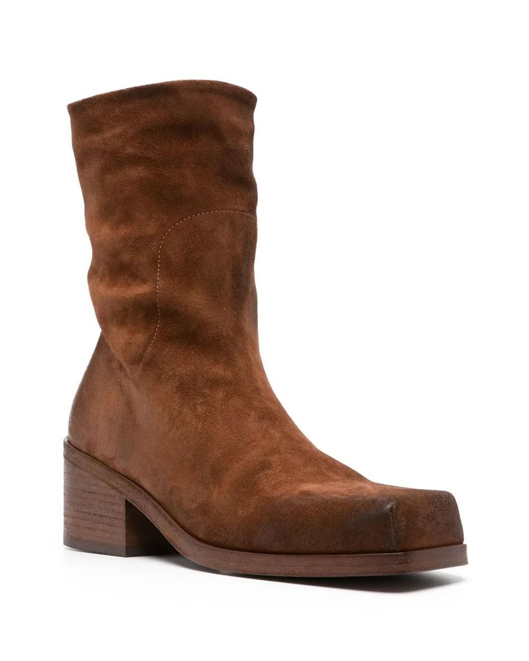 Marsèll Brown 55Mm Cassello Square-Toe Suede Ankle Boots