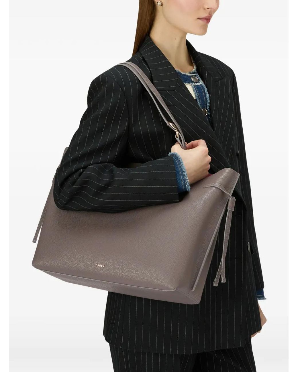 Furla Large Ava Tote Bag in Gray | Lyst