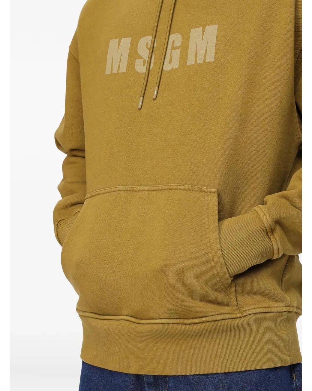 MSGM Yellow Logo-Print Hoodie for men