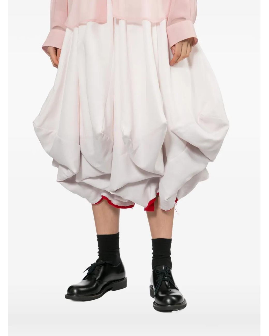 Comme des Garçons White Ruffled Midi Skirt