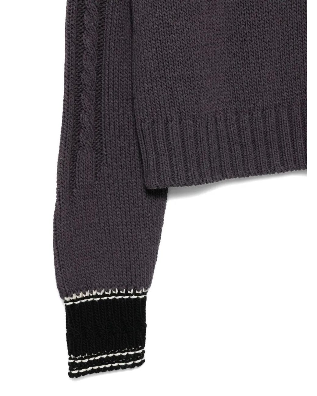 Alysi Blue Cable-Knit V-Neck Sweater