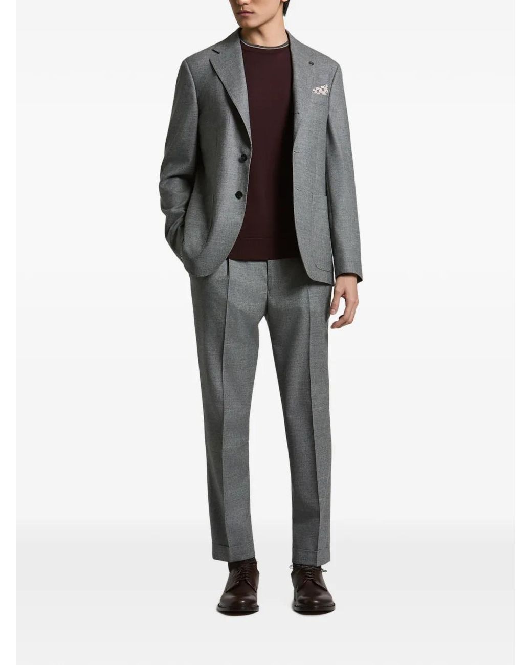 Peserico Gray Single-Breasted Notch-Lapels Jacket for men
