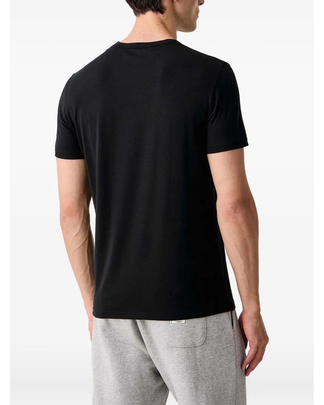 Emporio Armani Black Logo-Print T-Shirts (Set Of Two) for men
