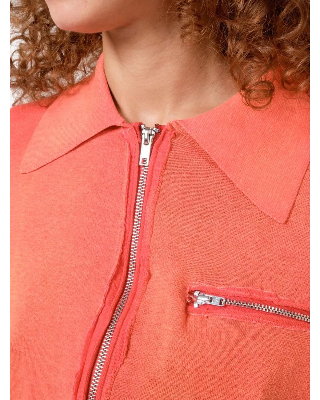 Camiel Fortgens Orange Cardigan À Fermeture Zippée