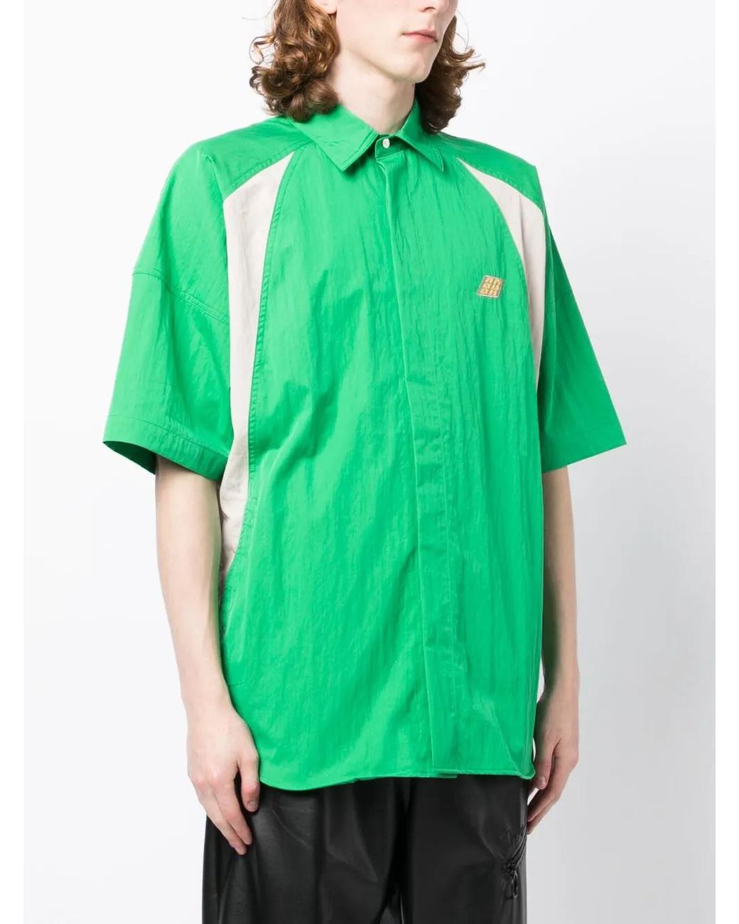 Ambush Green Logo-Patch Dolman-Sleeve Shirt for men