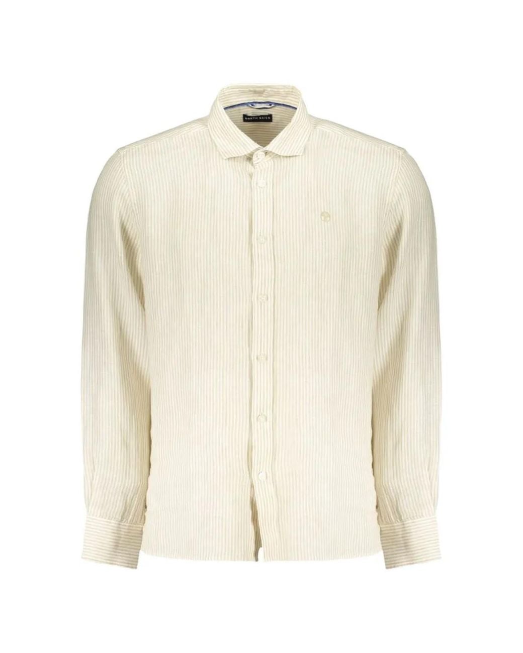 North Sails White Striped Linen Shirt for men