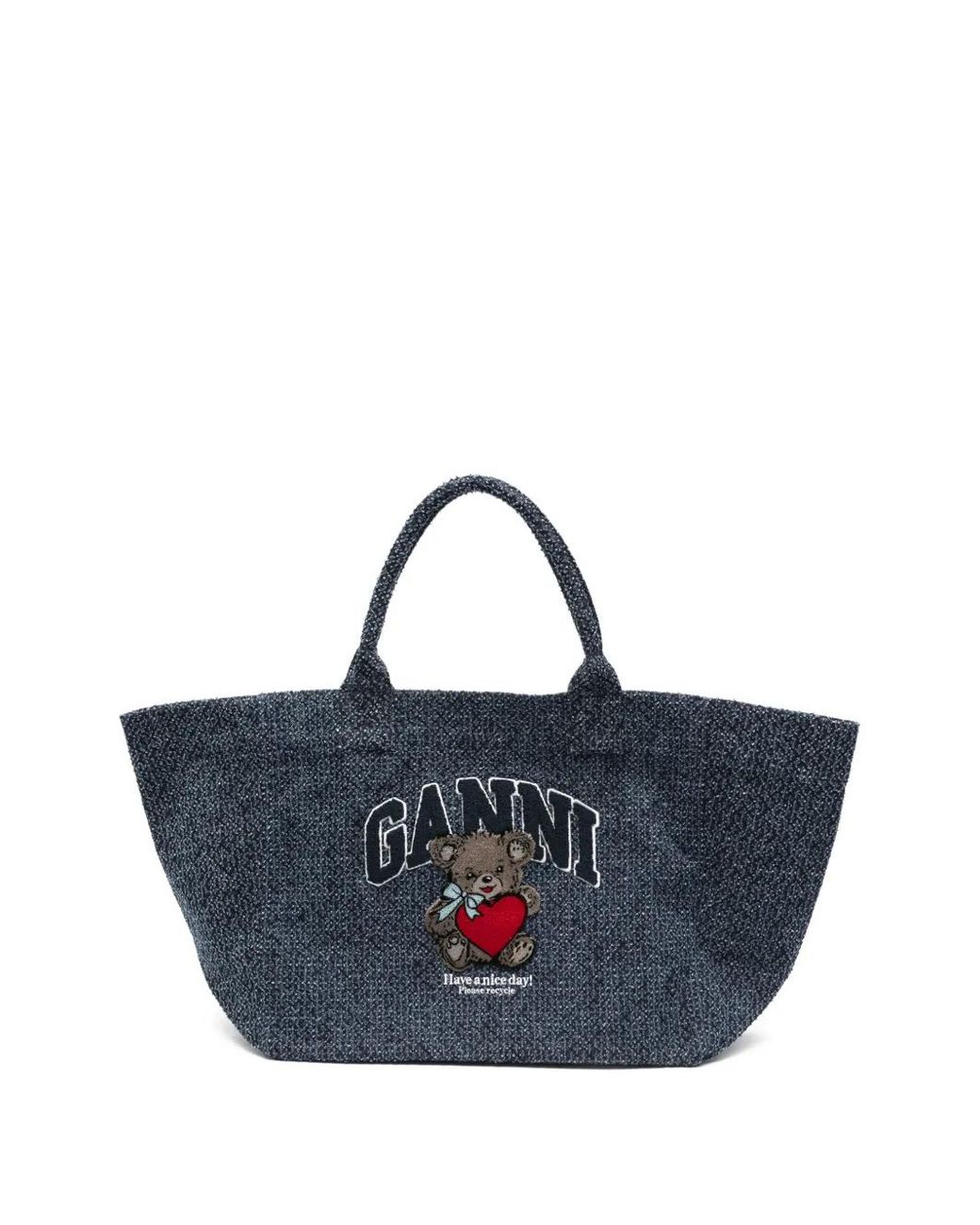 Ganni Blue Denim Tote Bag