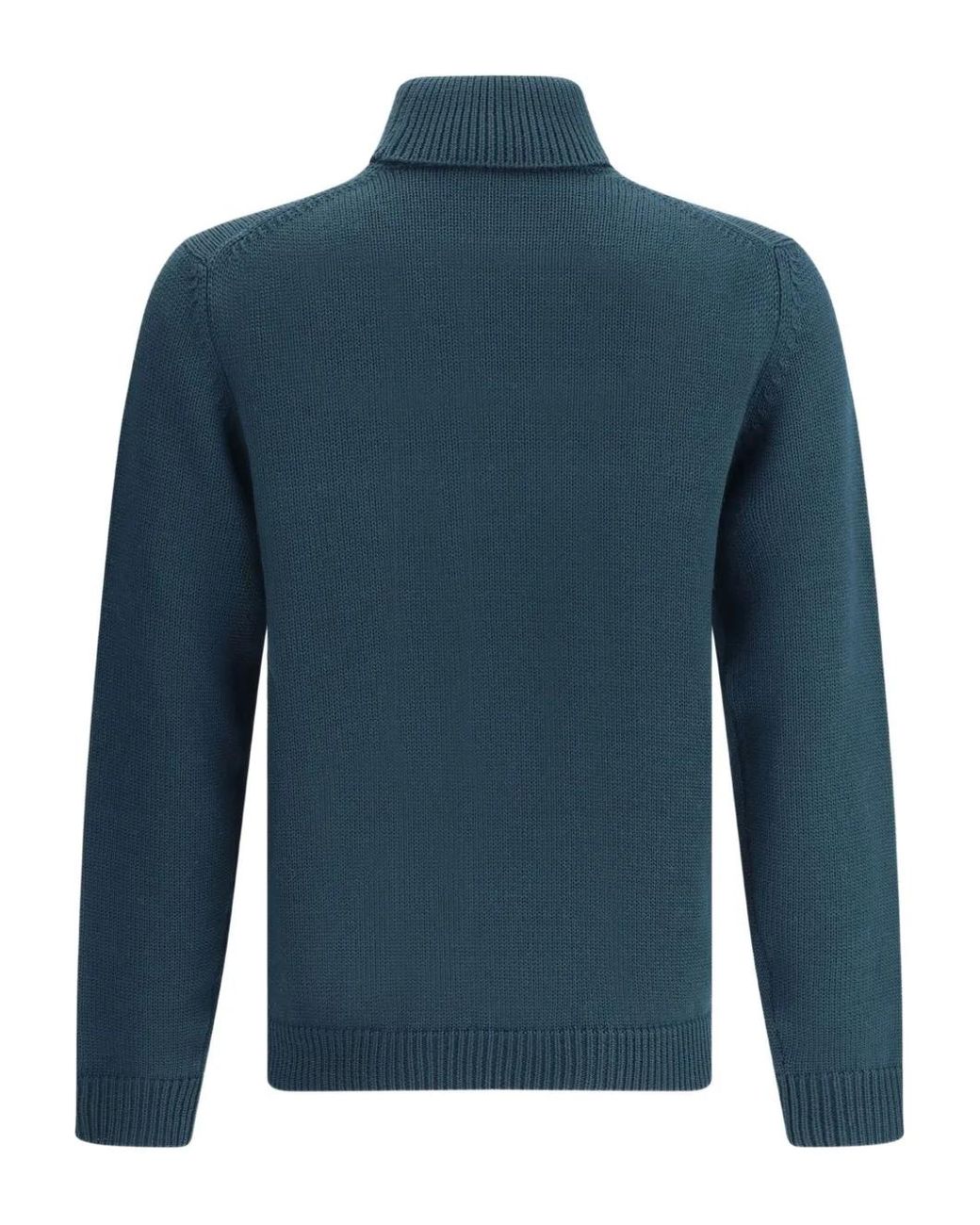 Roberto Collina Blue Turtleneck Wool Sweater for men