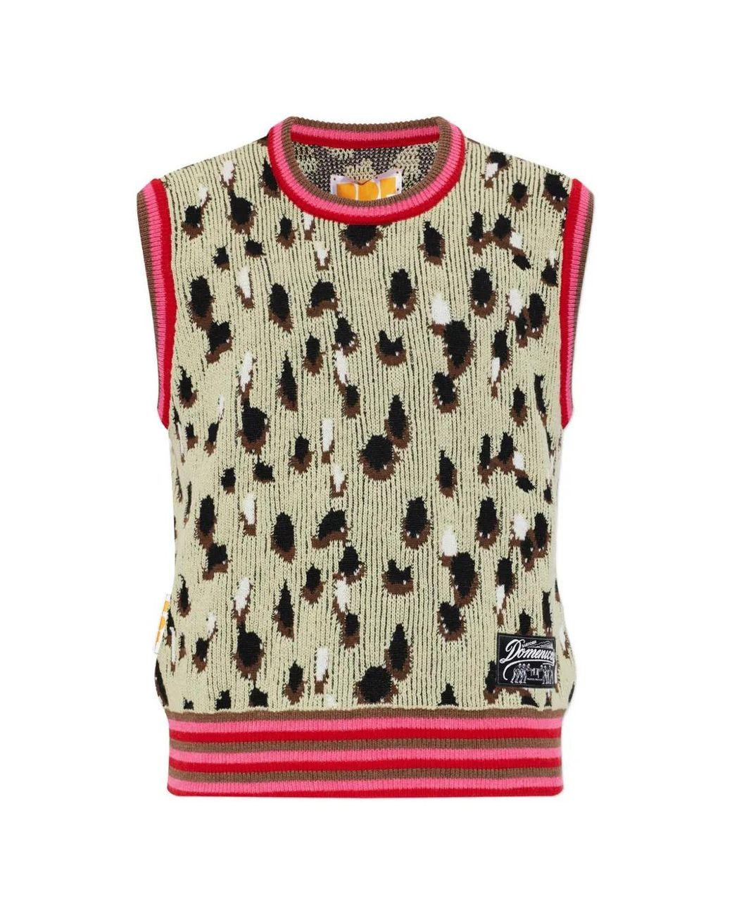 PDF Yellow Leopard-Patterned Knitted Vest for men