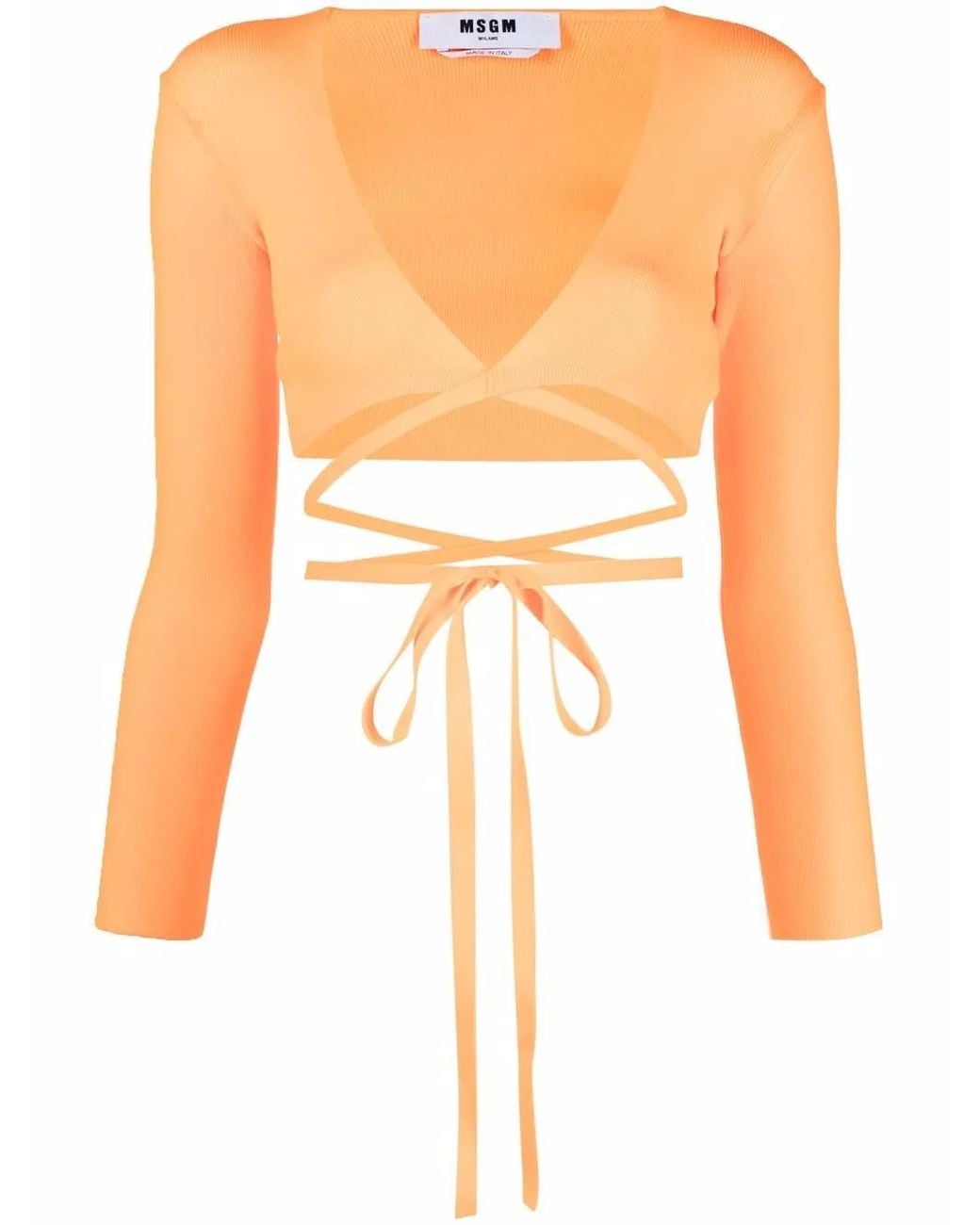 MSGM White Haut Crop En Maille À Design Cache-Cœur
