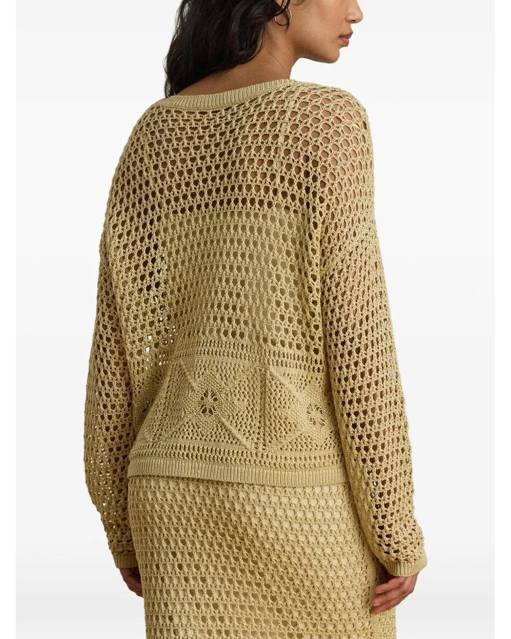 Ralph Lauren White Pointelle-Knit Sweater