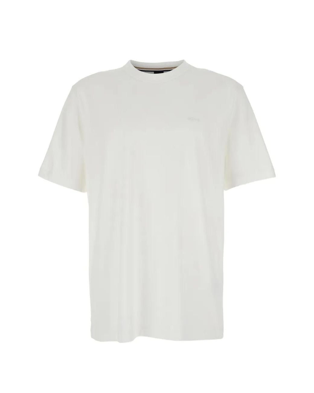 Boss White Logo-Embroidered T-Shirt for men